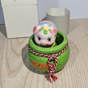 Ceramic Pig Bobble Body for Car Dashboard or Room Shelf